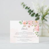 Blush Pink Wasserfarbe Blumengrün Hochzeit Begleitkarte (Stehend Vorderseite)