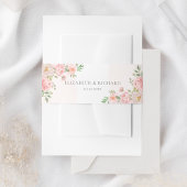 Blush Pink Wasserfarbe Blumengrün Hochzeit Einladungsbanderole
