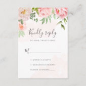 Blush Pink Wasserfarbe Blumengrün Hochzeit RSVP Karte (Vorderseite)