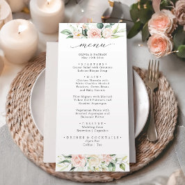 Blush Pink Wasserfarbe Blumenkohl Abendessen Hochz Menükarte