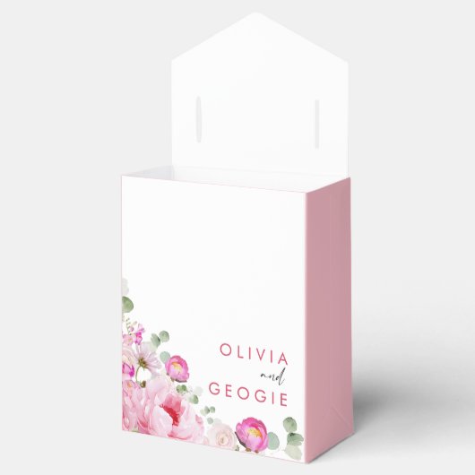 Blush Pink Wasserfarbe Blumenzellenhochzeit Geschenkschachtel (Geöffnet)