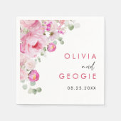 Blush Pink Wasserfarbe Blumenzellenhochzeit Serviette (Vorderseite)
