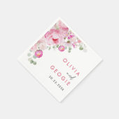 Blush Pink Wasserfarbe Blumenzellenhochzeit Serviette (Ecke)