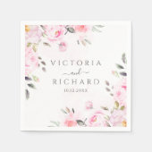 Blush Pink Wasserfarbe Blumenzellenhochzeit Serviette (Vorderseite)