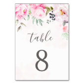 Blush Pink Wasserfarbe Blumenzellenhochzeit Tischnummer (Rückseite)