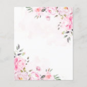 Blush Pink Wasserfarbe Blumenzunge Einladung (Rückseite)