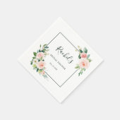 Blush Pink Wasserfarbe Blütendusche Serviette (Ecke)