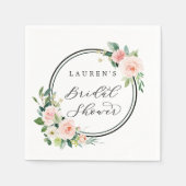 Blush Pink Wasserfarbe Blütendusche Serviette (Vorderseite)