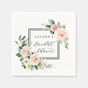 Blush Pink Wasserfarbe Blütendusche Serviette