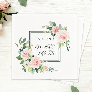 Blush Pink Wasserfarbe Blütendusche Serviette