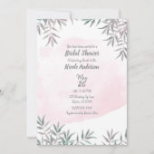 Blush Pink Wasserfarbe Botanisches Chic Brautparty Einladung (Vorderseite)