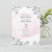 Blush Pink Wasserfarbe Botanisches Chic Brautparty Einladung (Stehend Vorderseite)