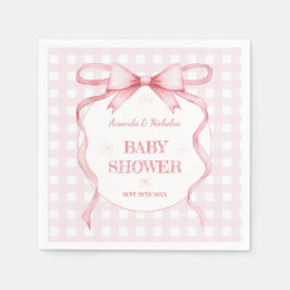Blush Pink Wasserfarbe Bow Gingham Baby Girl Dusch Serviette