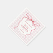 Blush Pink Wasserfarbe Bow Gingham Baby Girl Dusch Serviette (Ecke)