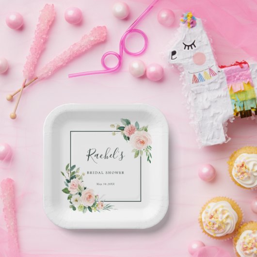 Blush Pink Wasserfarbe Brautparty Pappteller (Party)