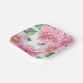 Blush Pink Wasserfarbe Dahlia Blumenmuster Pappteller (Gewinkelt)