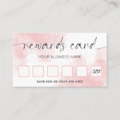 Blush Pink Wasserfarbe Elegantes Script Logo Salon Treuekarte (Vorderseite)