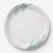 Blush Pink Wasserfarbe Geometrische botanische Hoc Pappteller (Vorderseite)