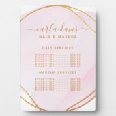 Blush Pink Wasserfarbe Gold Salon Preis Menü Plaqu Fotoplatte (Vorderseite)