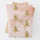Blush Pink Wasserfarbe Gold Weihnachtsbaum Geschenkpapier Set (Beispiel)