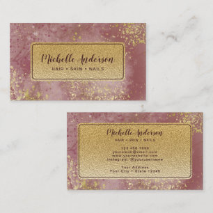 Blush Pink Wasserfarbe Goldfolie Visitenkarte
