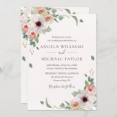 Blush Pink Wasserfarbe Hübsche Hochzeit Einladung (Vorne/Hinten)