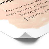 Blush Pink Wasserfarbe in Love Memory Hochzeit Poster (Ecke)