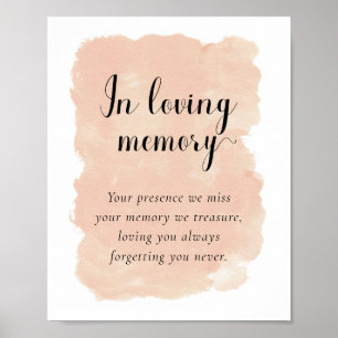 Blush Pink Wasserfarbe in Love Memory Hochzeit Poster