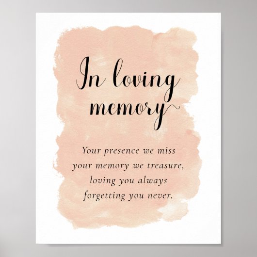 Blush Pink Wasserfarbe in Love Memory Hochzeit Poster (Vorne)