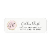 Blush Pink Wasserfarbe & Moderne Gold Rücksendeadr (Vorne)