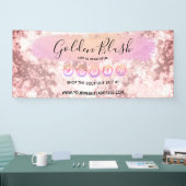 Blush Pink Wasserfarbe & Moderne Goldene geometris Banner (Messe)