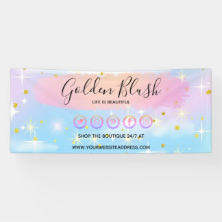 Blush Pink Wasserfarbe & Moderne Goldene geometris Banner