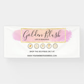 Blush Pink Wasserfarbe & Moderne Goldene geometris Banner (Horizontal)