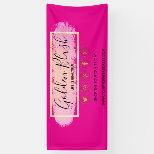 Blush Pink Wasserfarbe & Moderne Goldene geometris Banner (Vertikal)