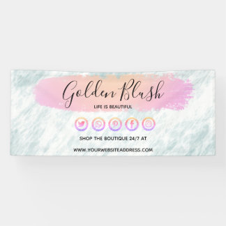 Blush Pink Wasserfarbe & Moderne Goldene geometris Banner