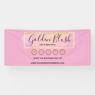 Blush Pink Wasserfarbe & Moderne Goldene geometris Banner
