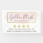 Blush Pink Wasserfarbe & Moderne Goldene geometris Banner (Horizontal)