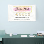 Blush Pink Wasserfarbe & Moderne Goldene geometris Banner (Messeveranstaltung)