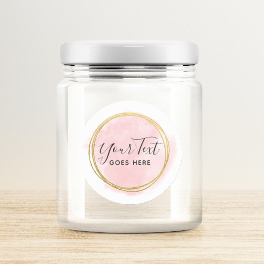 Blush Pink Wasserfarbe & Moderne Goldene geometris Runder Aufkleber