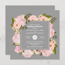 Blush Pink Wasserfarbe Peonies Grau Hochzeit