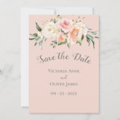 Blush Pink Wasserfarbe Romantische Blumenzehen Save The Date (Vorderseite)