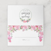 Blush Pink Wasserfarbe Rose Blumenzehen Platzkarte (Außenseite Aufgefaltet)