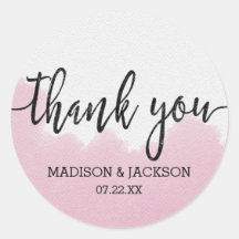 Blush Pink Wasserfarbe Schlaganfälle Hochzeit Dank