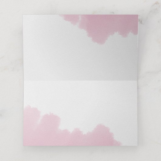 Blush Pink Wasserfarbe Schlagt Moderne Tischnummer Platzkarte (Innenseite Aufgefaltet)