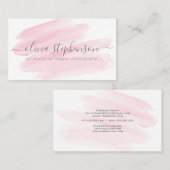Blush Pink Wasserfarbe Swash Visitenkarte (Vorne/Hinten)