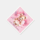 Blush Pink Wasserfarbe Teddy Bear Girl Babydusche Serviette (Ecke)