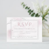 Blush Pink Wasserfarbe Wash Grau Willow RSVP Karte (Stehend Vorderseite)