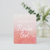 Blush Pink Wasserfarbe wirst du mein Blumenmädchen Einladung (Stehend Vorderseite)