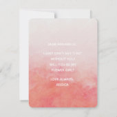 Blush Pink Wasserfarbe wirst du mein Blumenmädchen Einladung (Rückseite)