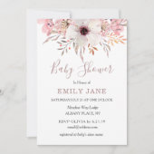 Blush Pink Wasserfarben Bloral Baby Dusche Invite Einladung (Vorderseite)
